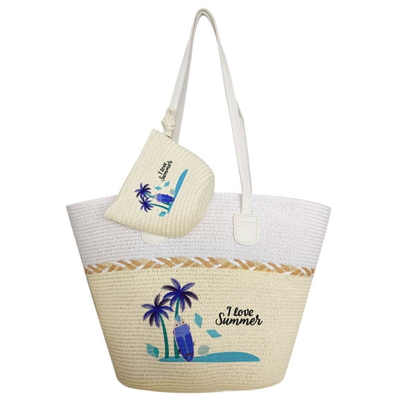 CAIXIA Straw Slouchy Hobo Bag for Women Handwoven Satchel Purse Summer Beach Tote Handbag with Beaded Travel Casual Shoulder