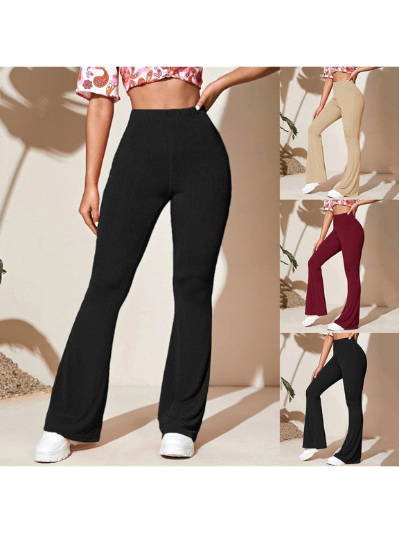 Stretch Pants for Women High Waisted Workout Yoga Pants Stretchy Bootcut Yoga Pants Wide Leg Leggings for Workout Running Athletic Activewear