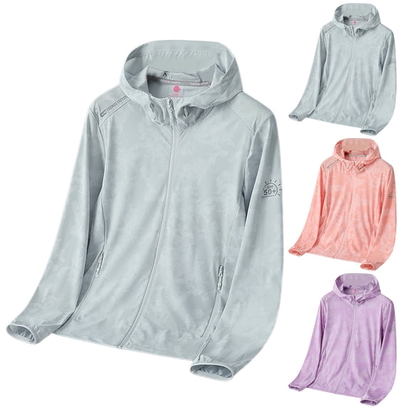 CAIXIA Sun Protection Jackets for Women Full Zip Long Sleeve Shirt Upf50+ Uv Sun Protection Jackets for Women Lightweight Workout Hiking Athletic Shirts Rash Guard