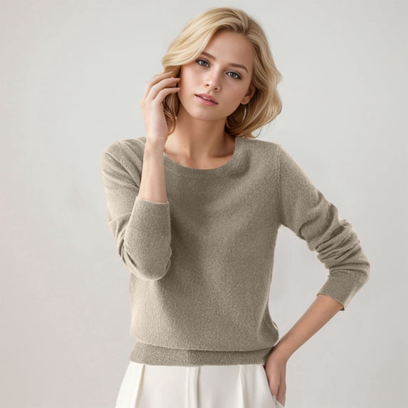 CAIXIA Sweaters For Women Crewneck Solid Long Sleeve Pullover Tops Basic Clothes Simple Shirts Casual Work Outfits Fall Winter Clothes,Light Purple