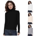 thumbnail image 1 of CAIXIA Sweaters For Women Merino Wool Seamless Turtleneck Long Sleeve Pullover Tops Slim Basic Clothes Warm Shirts Work Outfits Fall Winter Clothes,White, 1 of 5