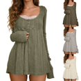 thumbnail image 1 of CAIXIA Sweaters For Women Semi Open Front Flared Hem Long Sleeve Pullover Tops Soft Basic Clothes Layering Shirts Work Outfits Fall Winter Clothes,GY2, 1 of 7