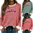 thumbnail image 1 of CAIXIA Sweatshirt For Women 2026 Fall Crewneck Long Sleeve Oversized Striped Jolly Pullover Tops Y2K Clothes Workout Shirt, 1 of 7