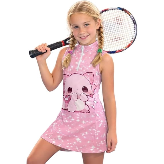 CAIXIA Tennis Golf Dress for Girls Sleeveless Athletic Dresses Lightweight Pickleball Dress with Pockets Trendy Outfit