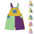 thumbnail image 1 of CAIXIA Toddler Baby Boy Girl Contrast Color Overalls Shorts Suspender Summer Romper 90s Clothes Kids Adjustble Strap Playsuit, 1 of 4