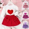 thumbnail image 1 of CAIXIA Toddler Dress Baby Girls 2Pcs Valentine's Day Outfit Heart Print Long Sleeve Blouse + Bow Skirt Set Spring Autumn Clothes for Toddler, 1 of 7