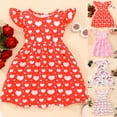 thumbnail image 1 of CAIXIA Toddler Dress Up Toddler Girls Valentine's Day Outfit Fly Sleeve Heart Print Dress Cute Ruffle Party Dance Dress, 1 of 7