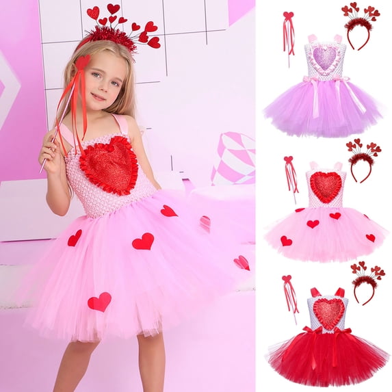 CAIXIA Toddler Girl Dress Girls Valentine's Day Outfit Birthday Party Pageant Dress Festival Cosplay Costume Princess Tutu Gown for Kids