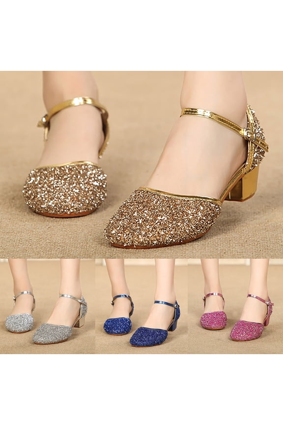 Toddler Girl Sandals Girls Dress Shoes Glitter Mary Jane Pumps with Bow, Low Heel Party Wedding Princess Shoes,12