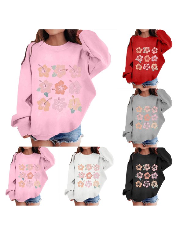 Toddler Sweatshirt Crewneck Casual Long Sleeve Graphic Print Medium Weight Pullover Workout Tops Back To School Outfit Clothes for Teen Girls