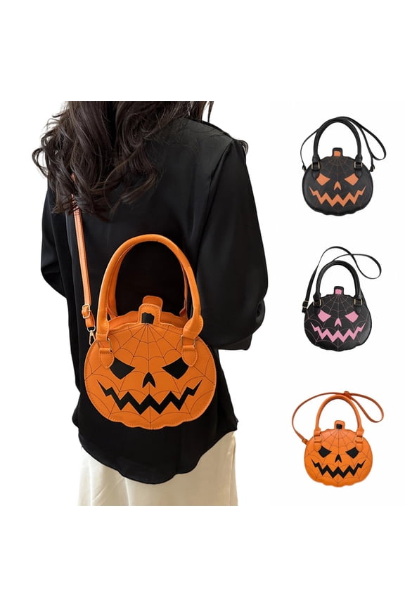 Travel Crossbody Bags For WomenHalloween Pumpkin Printed Crossbody Messenger Bag, Compact Satchel Unique Handmade Shoulder Tote Purse