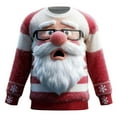thumbnail image 1 of CAIXIA Ugly Christmas Sweater Men Funny Santa Claus Xmas Knit Sweatshirts 3D Graphic Holiday Pullover Sweaters Jumper Unisex Gifts for Couples,Red, 1 of 3