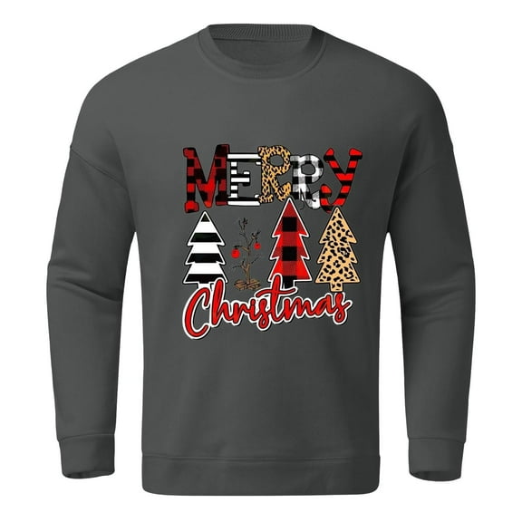 CAIXIA Christmas Sweater Men Funny Unisex Classic Retro Christmas Sweater Xmas Graphic Long Sleeve Pullover Top Christmas Clothes,Grey