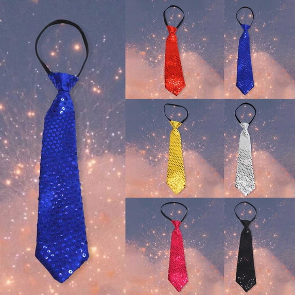 CAIXIA Unisex Sequined Zipper Neck Tie Adjustable Stage Show Evening Party Neckwear