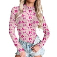 thumbnail image 1 of CAIXIA Valentine Women's Mesh Tops Cute Heart Long Sleeve Sheer T Shirts See Through Blouse Bodycon Clubwear, 1 of 5