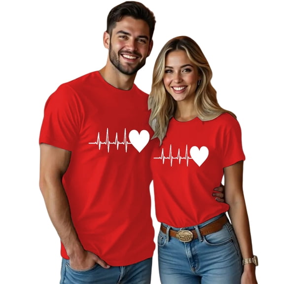 CAIXIA Valentines Couples Matching Shirts Love Heart Graphic T-Shirt Valentine Tee Tops for Husband Wife,Unisex/XL