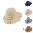 thumbnail image 1 of CAIXIA Versatile Retro Woven Handmade Straw Hat with Ruffled Bow, Women French Sun Hat, Foldable, Breathable, Beach & Travel Hats, 1 of 3