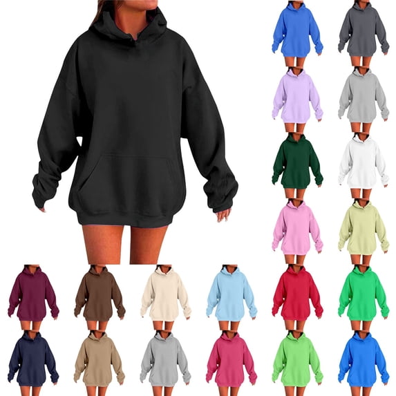 CAIXIA Weighted Hoodie for Women Pullover Heavyweight Casual Long Sleeve Fall Winter Novelty Print Soft Sweatshirts for Women with Kangaroo Pocket Winter Clothing 2026