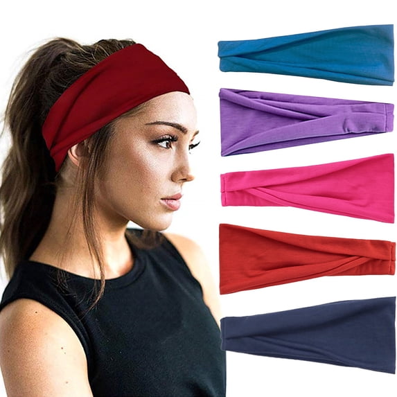 CAIXIA Wide Headband for Women Soft Cotton Stretchy Elastic Headbands, Non- Thick Hair Bands for Yoga Workout Running Sports, Fashion Hair Accessories Gift