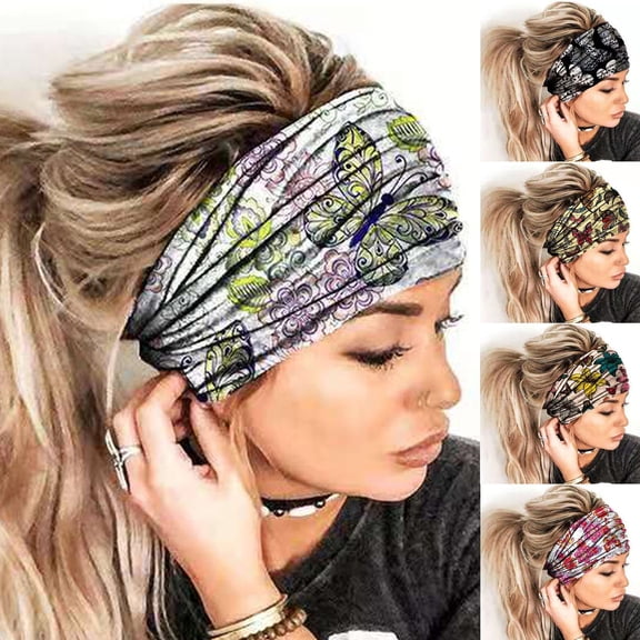 CAIXIA Wide Headbands for Women Knotted No Head Bands Soft Turban Headband Hair Accessories Boho African Solid Color Head Wraps for Women Yoga Workout