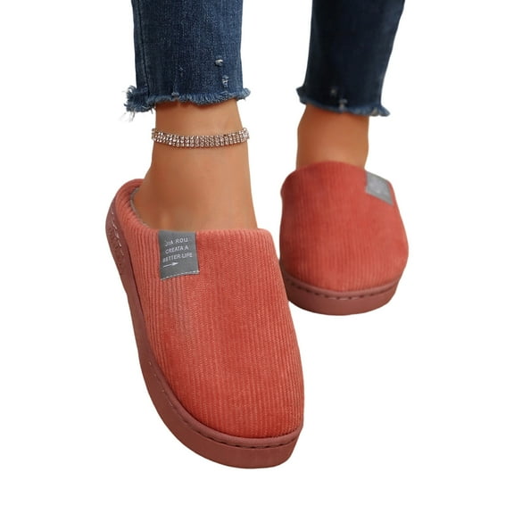 CAIXIA Women Arch Support Slippers – House Bedroom Slippers for Woman, Orthopedic Shoes, Corduroy Closed Toe Ladies Slides
