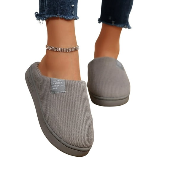 CAIXIA Women Arch Support Slippers – House Bedroom Slippers for Woman, Orthopedic Shoes, Corduroy Closed Toe Ladies Slides