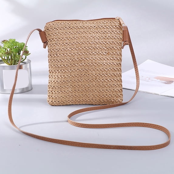 CAIXIA Women Boho Straw Woven Shoulder Crossbody Bag Casual Stylish Purse For Daily Outings Beach Vacation