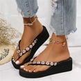thumbnail image 1 of CAIXIA Women Platform Flip Flops Rhinestone Wedge Sandal Comfortable Dressy Home Heel Slippers, 1 of 8