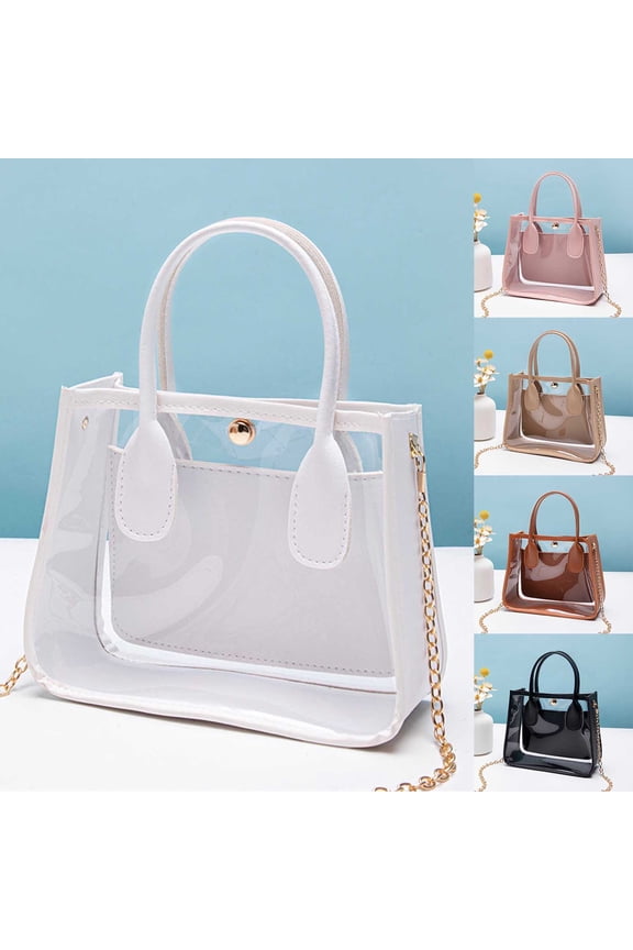 Women'S Crossbody Handbags Clear Transparent Handle Crossbody Shoulder Bag, Fashion Chain Strap Cute Jelly Messenger Tote Purse