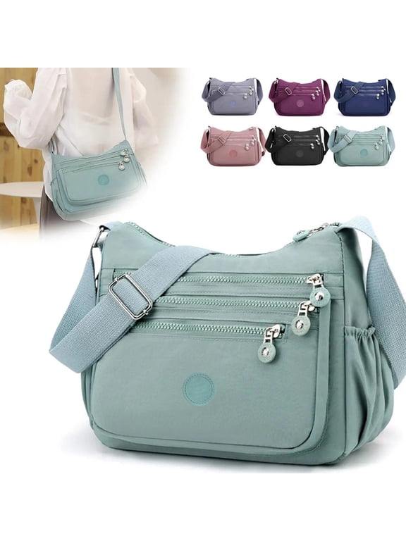 Women'S Crossbody Handbags Sleek Lightweight Nylon Messenger Crossbody Organizer Bag, Large Capacity Multi Pocket Comfort Strap Daily Sling Purse