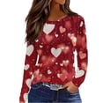 thumbnail image 1 of CAIXIA Women'S Long Sleeve Tops Valentines Valentine's Day Graphic Pullover for Women Long Sleeve Heart Print Casual T-Shirt Top Comfortable Fit, 1 of 5