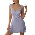thumbnail image 1 of CAIXIA Women'S Robes Plus Size Elegant Satin Lace Trim Deep V Neck Padded Bust Suspender Nightdress for Women Comfortable Homewear Gown, 1 of 7