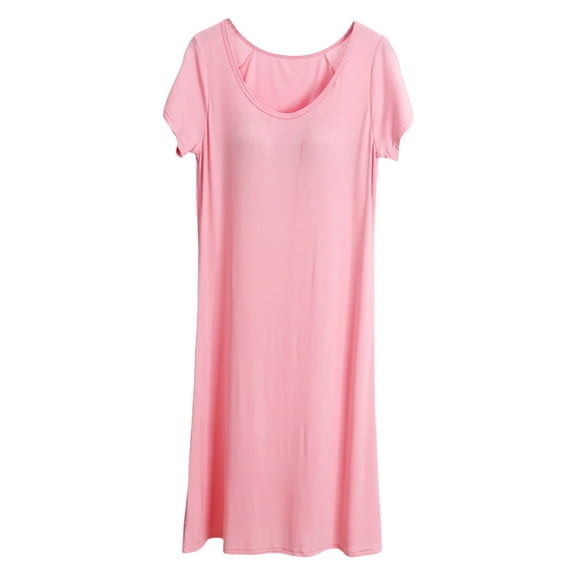 CAIXIA Women'S Robes Warm Soft Cozy Women's Soft Comfy Casual Loungewear Nightshirt Short Sleeve Solid Color Sleepwear Nightgown Pajama Dress