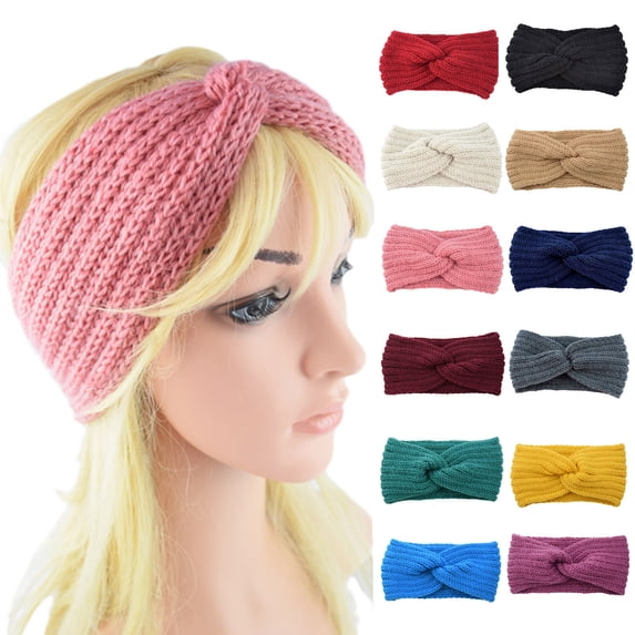 CAIXIA Women Winter Cable Knit Headband Soft Stretch Ear Warmer Elastic Hair Band For Cold Weather Daily Use
