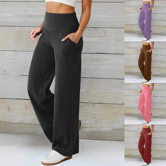 CAIXIA Women Workout Leggings High Waisted Pull on Pants Casual Bootcut Yoga Pants Leggings for Workout Running Athletic Activewear