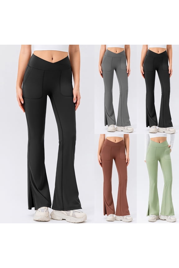 Women Workout Leggings Plus Size Seamless Flared Workout Pants Casual Bootcut Yoga Pants Fitness Leggings for Workout Running Athletic Activewear