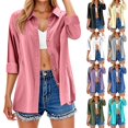 thumbnail image 1 of CAIXIA Women's Casual Long Sleeve Cardigan Shirt for Everyday Wear Lightweight Versatile Spring Summer Fall Blouse Plus Size Workout Tops,Black, 1 of 5