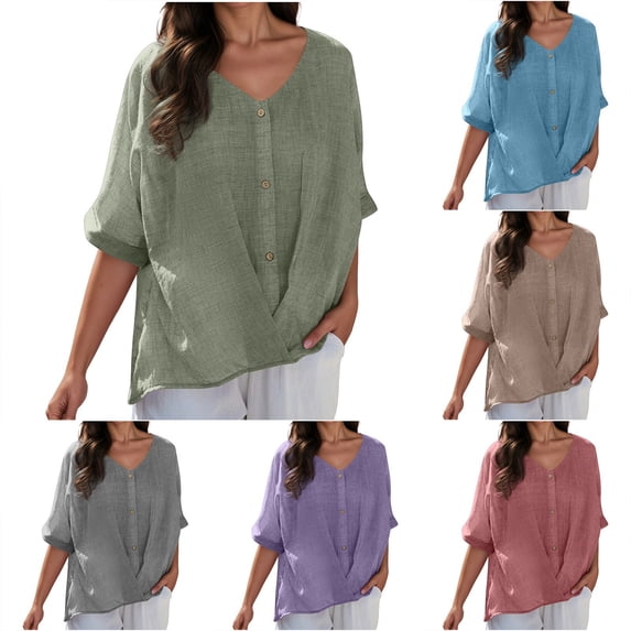 CAIXIA Women's Casual V Neck Summer Tee Stylish Solid Color Top For Easy Outfit Pairing With Jeans And Pants Dressy Blouses For Women,Purple