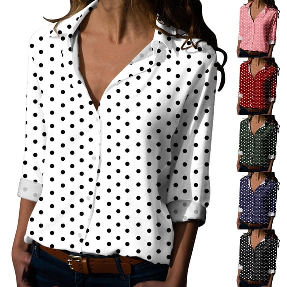 CAIXIA Women's Flowy Printed V-Neck Long Sleeve Blouse for Spring and Summer Seasons Women'S Blouse,Pink
