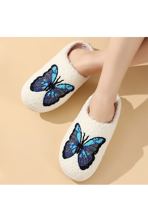Women's Fuzzy Slippers Knit Memory Foam with Arch Support Warm Lining Orthopedic Slip on Novelty Print Cute Soft House Slippers Outdoor Indoor Gifts for Him