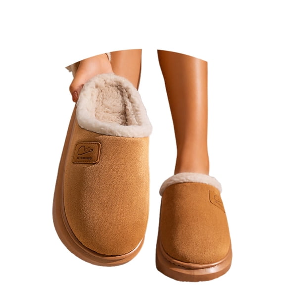 CAIXIA Women's Memory Foam Slide Slippers Cozy Indoor Outdoor Comfort Footwear With Thick Warm Sole Winter Sandals,Brown