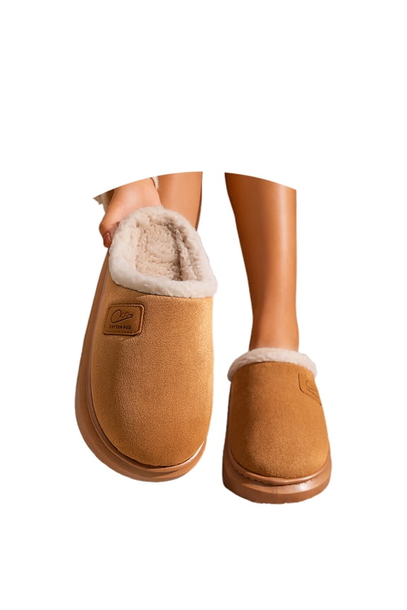 Women's Memory Foam Slide Slippers Cozy Indoor Outdoor Comfort Footwear With Thick Warm Sole Winter Sandals,Brown