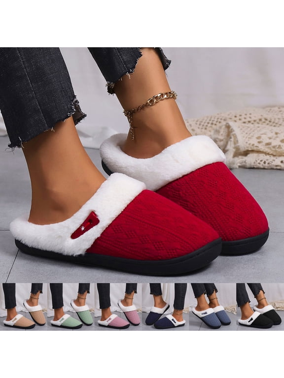 Women's Slippers Memory Foam Arch Support Wide Widths Sherpa Lining Anti-Skid Novelty Print Fuzzy Soft Winter Indoor/outdoor Winter House Shoes Bride Slippers