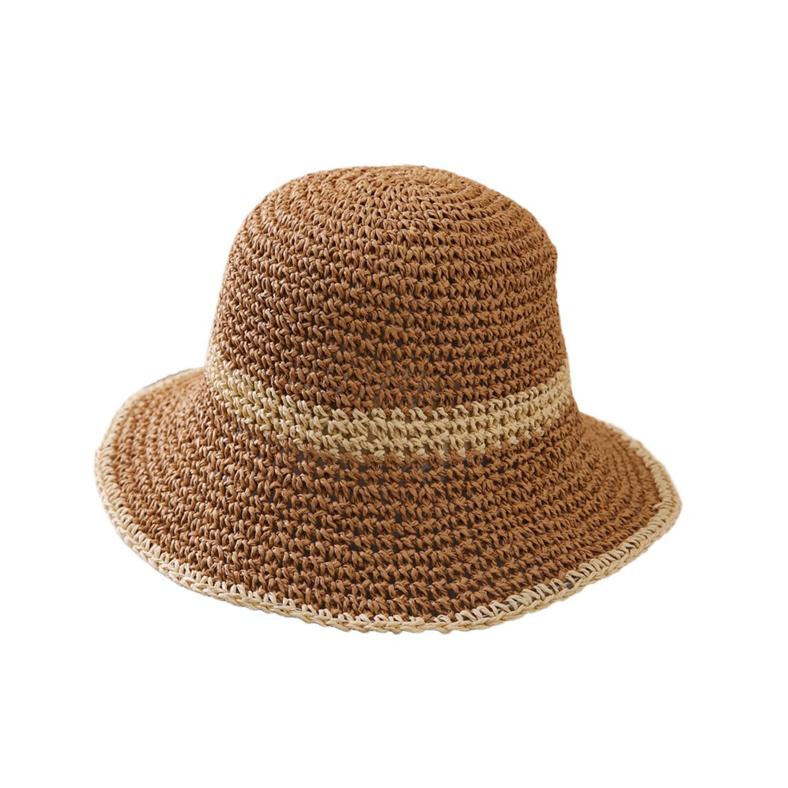 CAIXIA Women's Straw Sun Bucket Hat Wide Brim Packable UV Protection ...