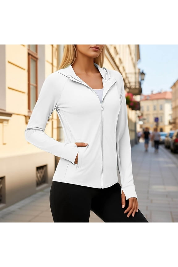 Women's Upf 50+ Lightweight Athletic Jacket Zip Up Long Sleeve Hooded Shirts Spf 50+ Uv Light Weight Jackets Womens Lightweight Rash Guard Outdoor Hiking Active