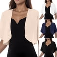 thumbnail image 1 of CAIXIA Womens 2026 Chiffon Shrug Cardigans Summer Ruffle Short Sleeve Open Front Cropped Lightweight Sheer Bolero Shrugs, 1 of 6