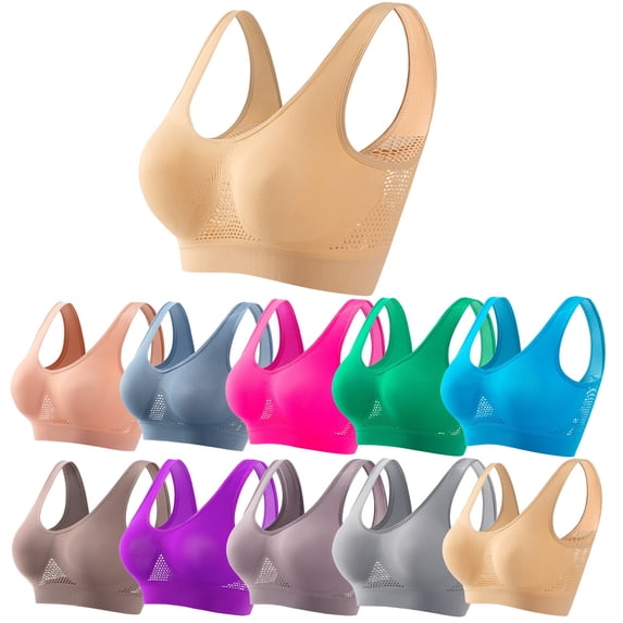 CAIXIA Womens Bras No Underwire Wireless Jelly Bra for Women V-Neck ...