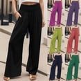 thumbnail image 1 of CAIXIA Womens Casual Wide Leg Pants Flowy Adjustable Tie Knot Elastic Waist Pants with Pockets, 1 of 7