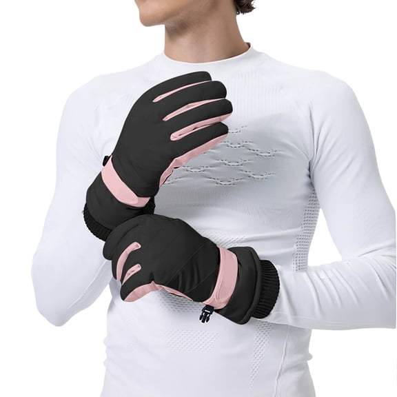 CAIXIA Womens Gloves Waterproof Thermal Ski Gloves for Men and Women Cold Weather Outdoor Sports Motorcycle Riding Winter Activities,Pink