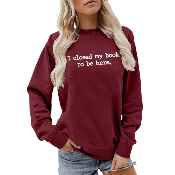 CAIXIA Womens Graphic Sweatshirts Graphic Long Sleeve Shirt Round Neck Long Sleeve Quality Pullover Tops Holiday Sweater Fall Clothes,Wine